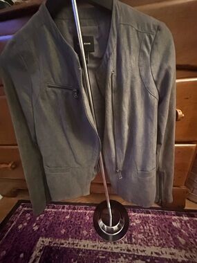 DKNY Gray Suede-Look Zip Front Women's Jacket